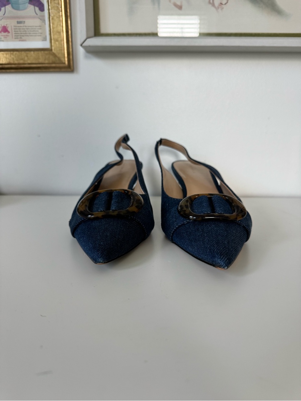 Ann Taylor - Size 10 - Denim Slingback Pumps - Picture 3 of 5